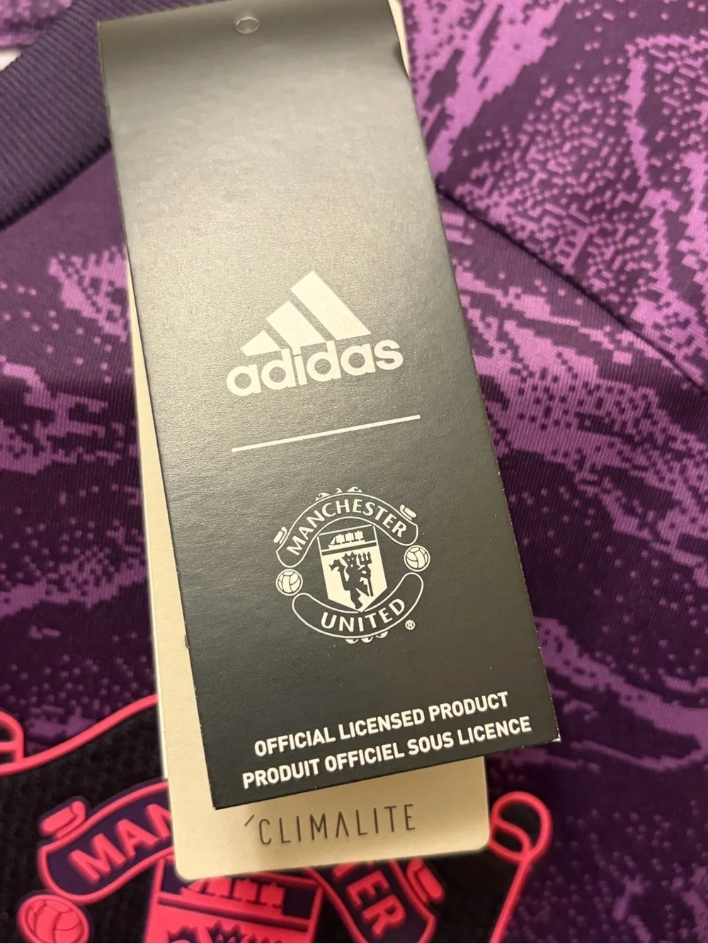 adidas Purple and Dark Gray Manchester United Long-Sleeve Soccer Jersey NWT